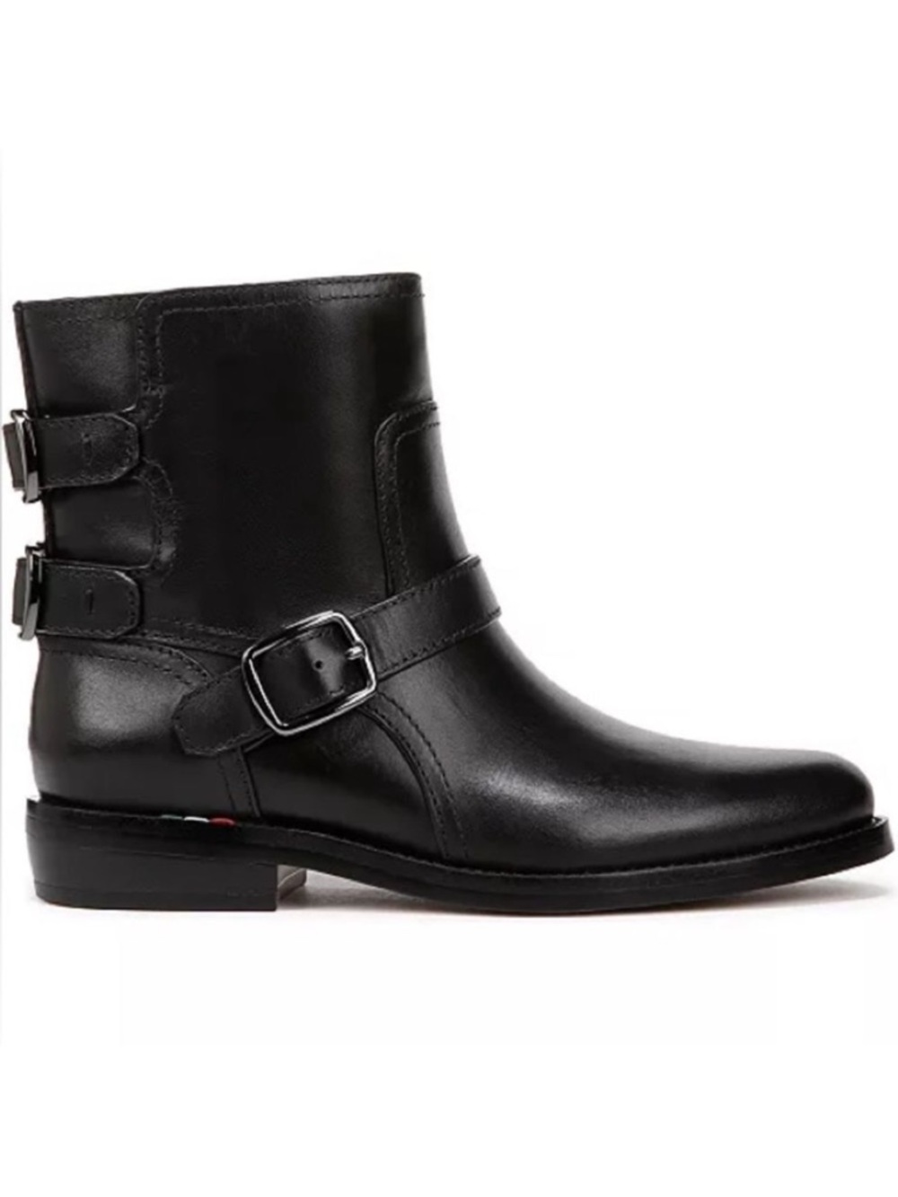 Franco Sarto Women's Prina Block Heel Moto Ankle Boots Black Leather Size 8
